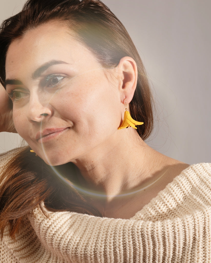 Closed Yellow Canadian lily Statement Earrings