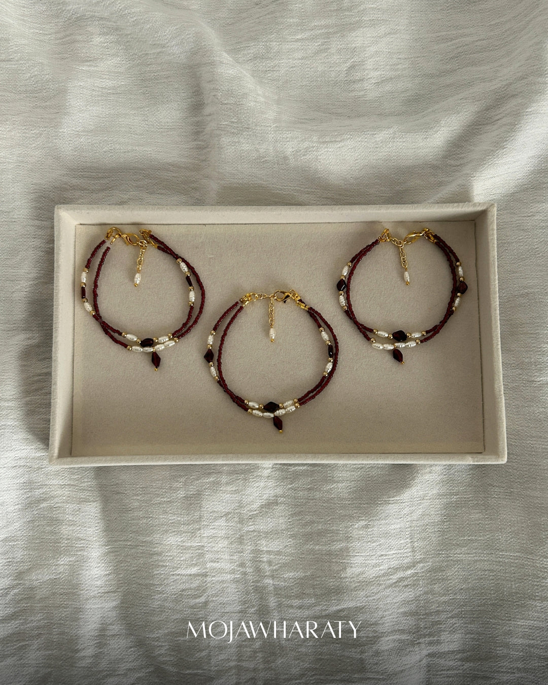 Red Garnet and Fresh Water Pearl Bracelet