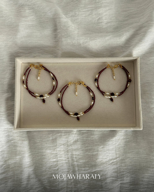 Red Garnet and Fresh Water Pearl Bracelet