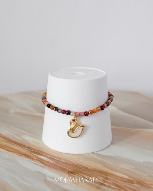 Swan Coloured Agate Gold-Plated Bracelet