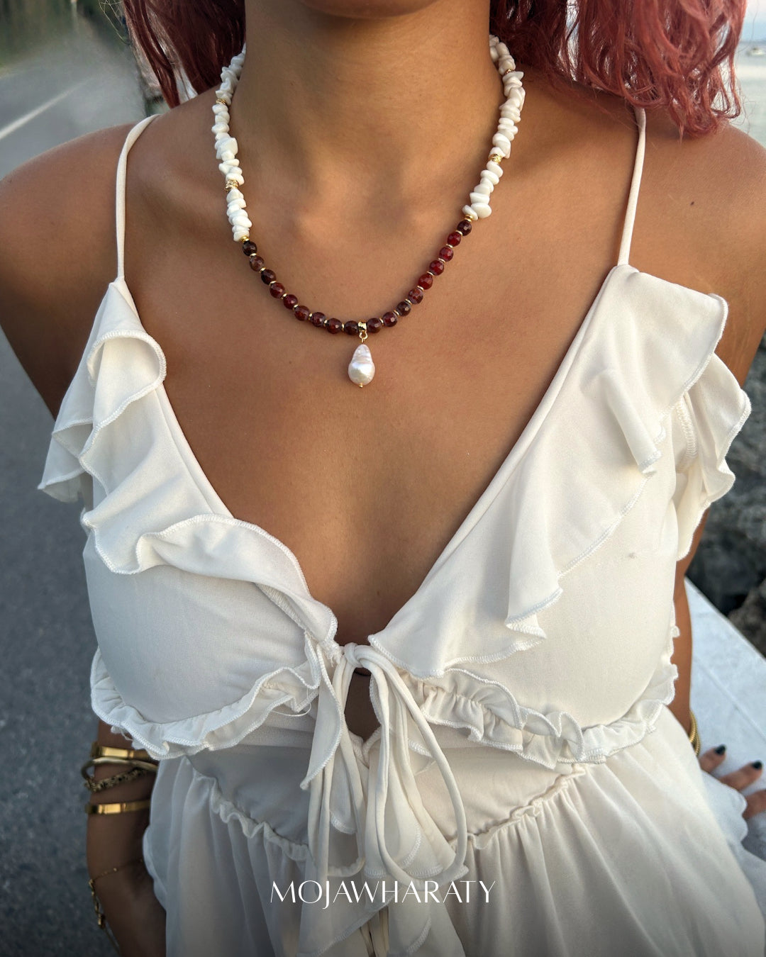 Agate and Fresh Water Pearl Necklace