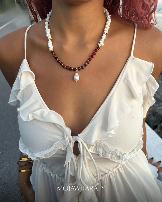 Agate and Fresh Water Pearl Necklace