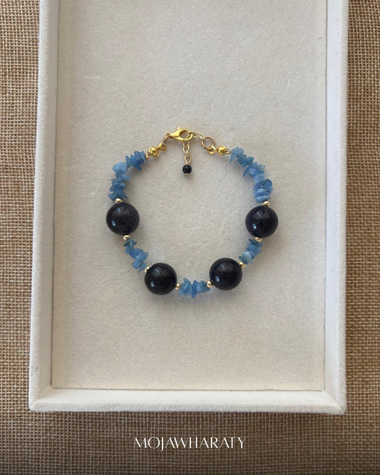 Blue Goldstone and Aquamarine Necklace