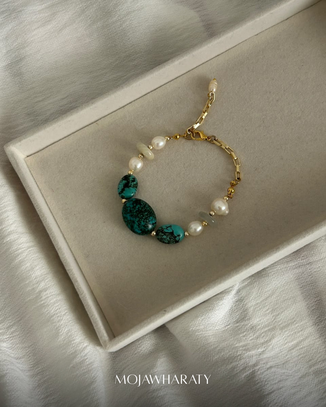 Turquoise with Pearl and Moonstone Bracelet