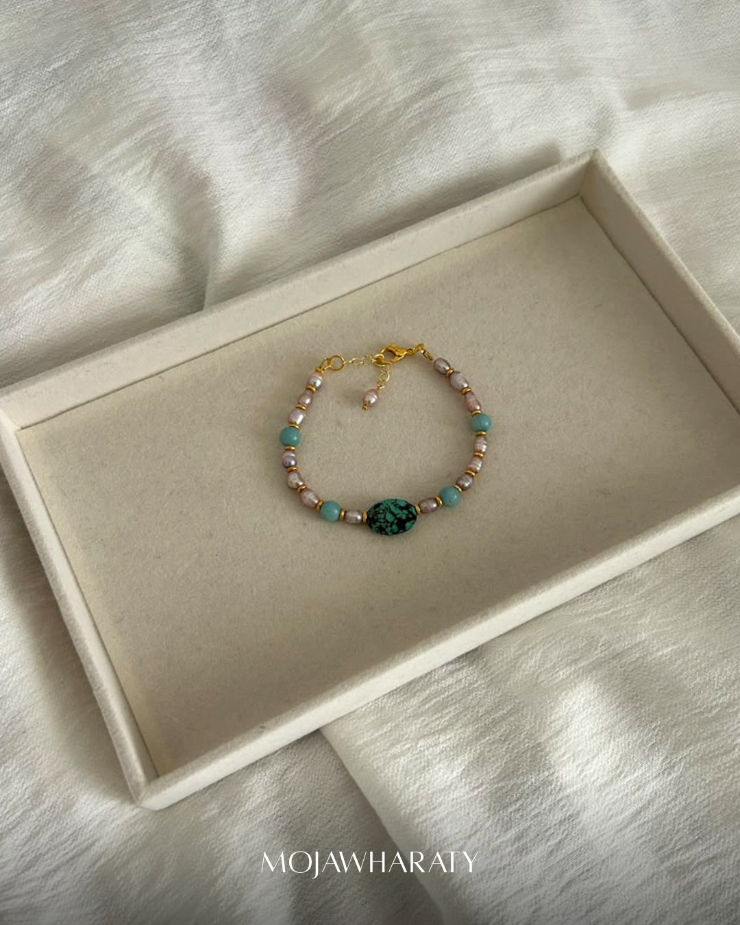 Turquoise Amazonite and Pearl Bracelet
