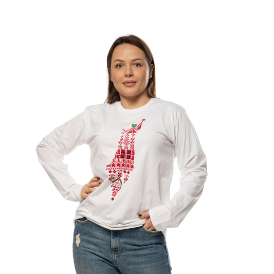 Falastin White Long sleeve T-Shirt - Virtual Bazaar Jordan