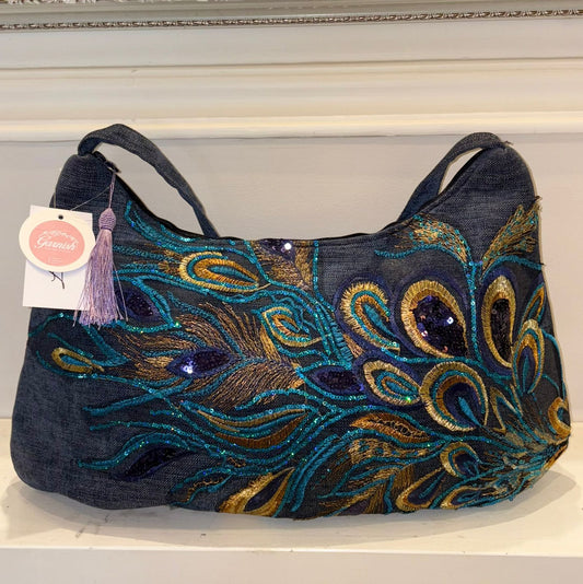Peacock Denim Shoulder Bag