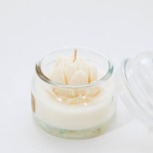 Serenity Candle, Clear Crystal, White Honey with Amber