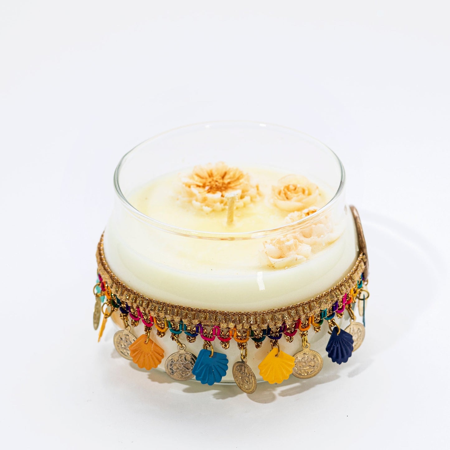 Big Soy candle in a Jar with Local Style Skirt, Orange with Musk