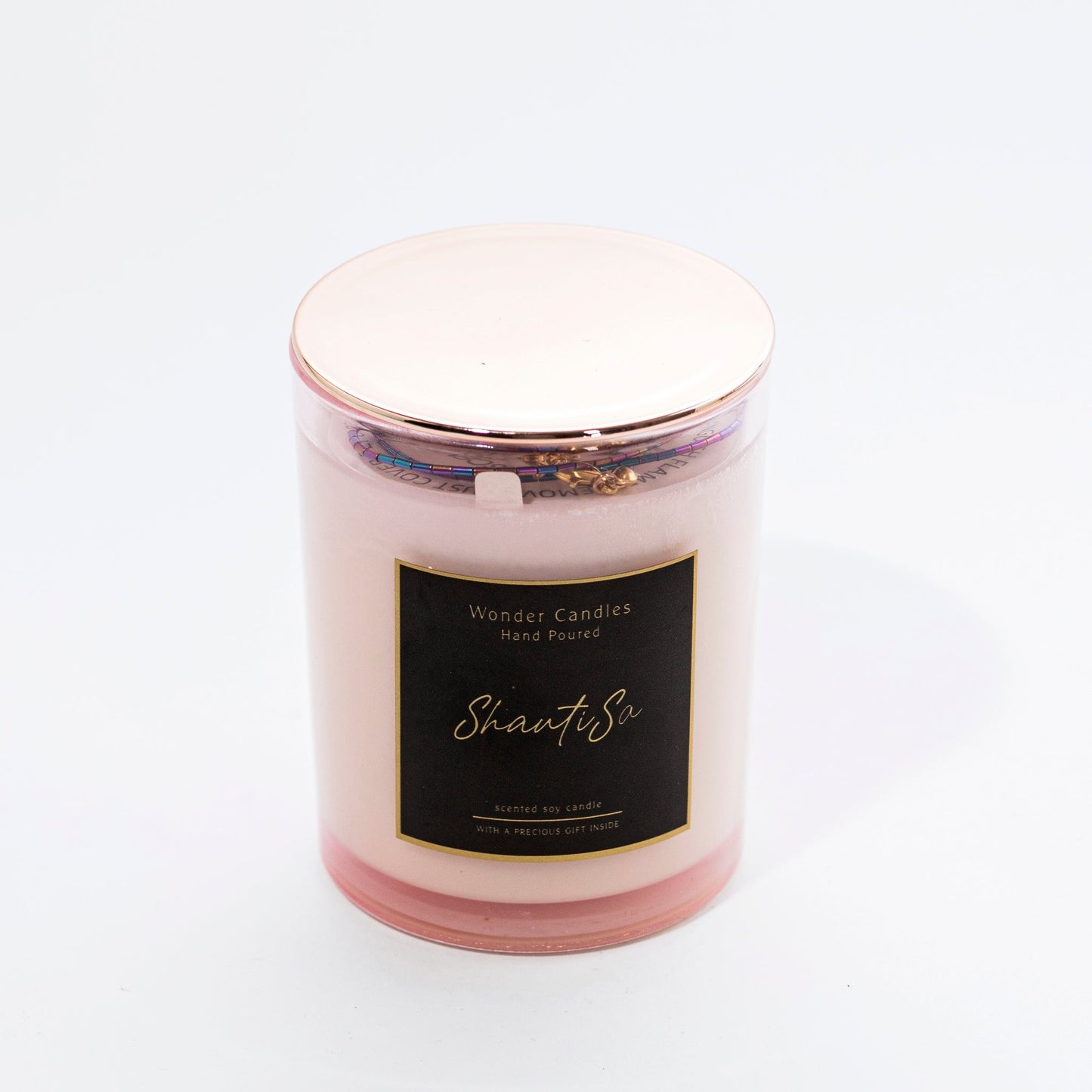 'ShantiSa Black' Scented Candle with Jewelry Inside, Black Amber with Lavender - Wonder Candles