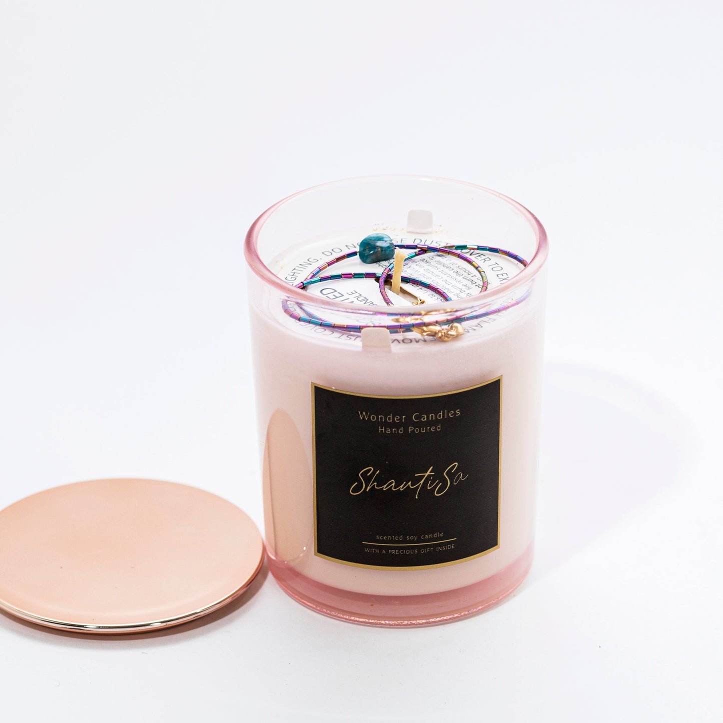 'ShantiSa Black' Scented Candle with Jewelry Inside, Black Amber with Lavender