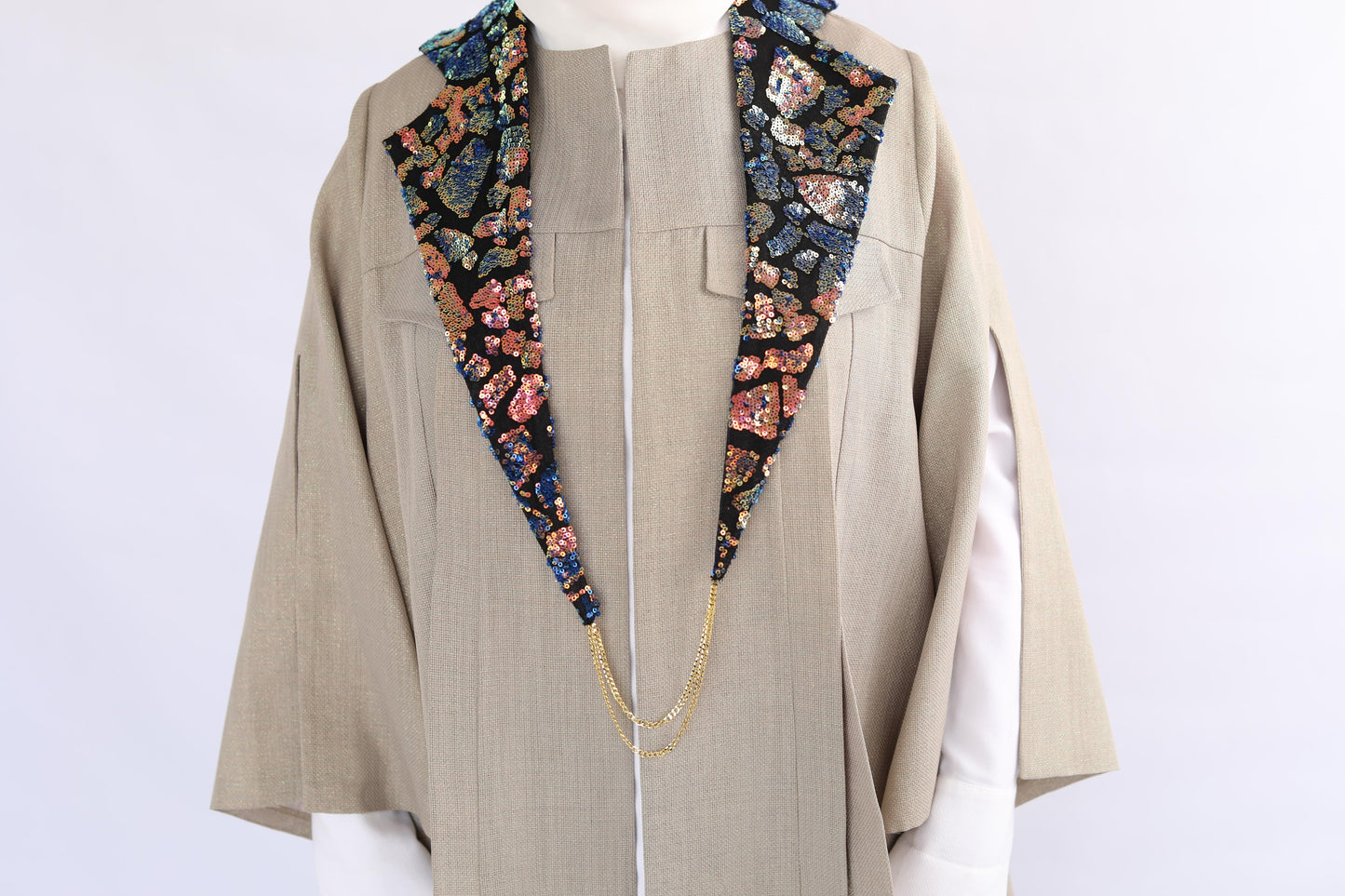 Jacket Collar With Gold And Navy Pattern, From Ward By Safa