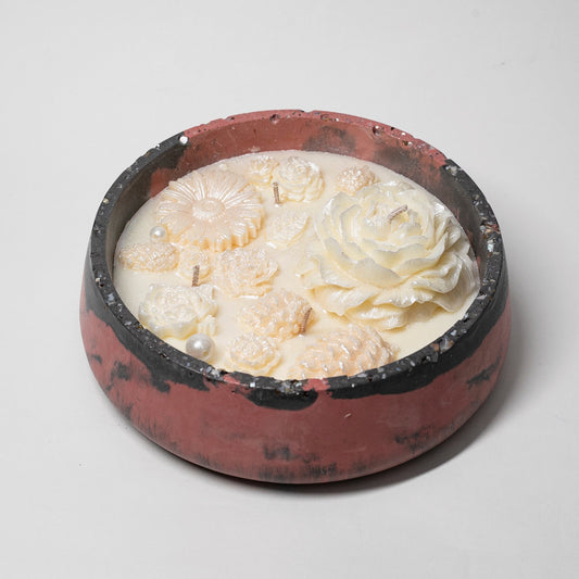 Big Artisan Candle in Stone, Pearls Collection, Midnight Pomegranate, 500ml - Wonder Candles