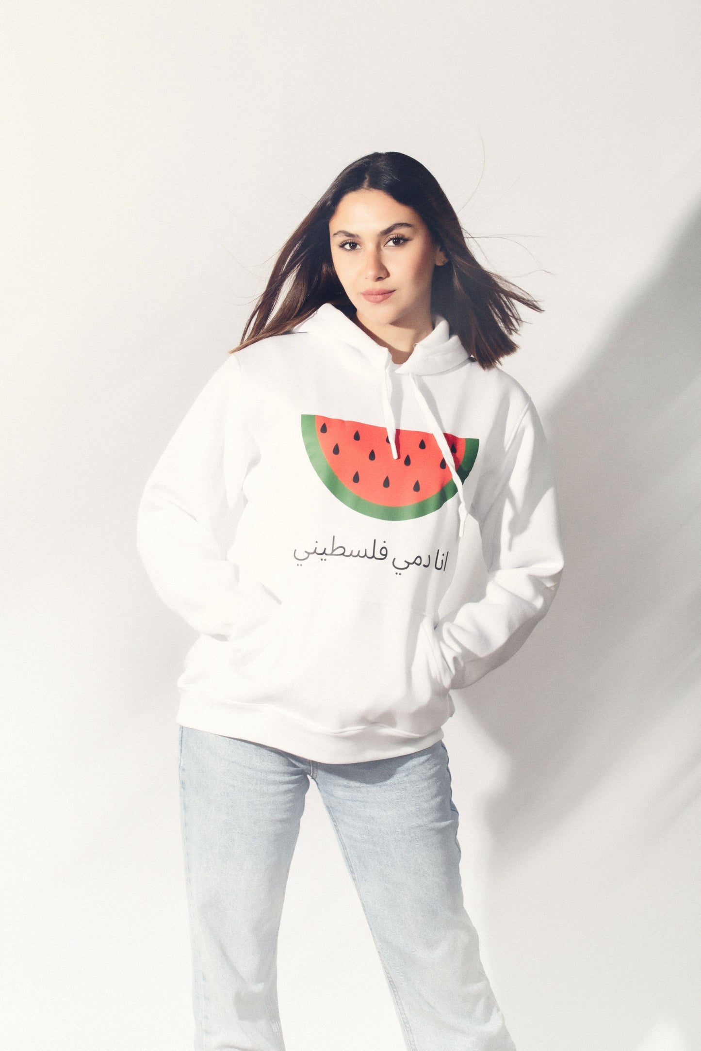 Watermelon print White Hoodie, by Re-Mind