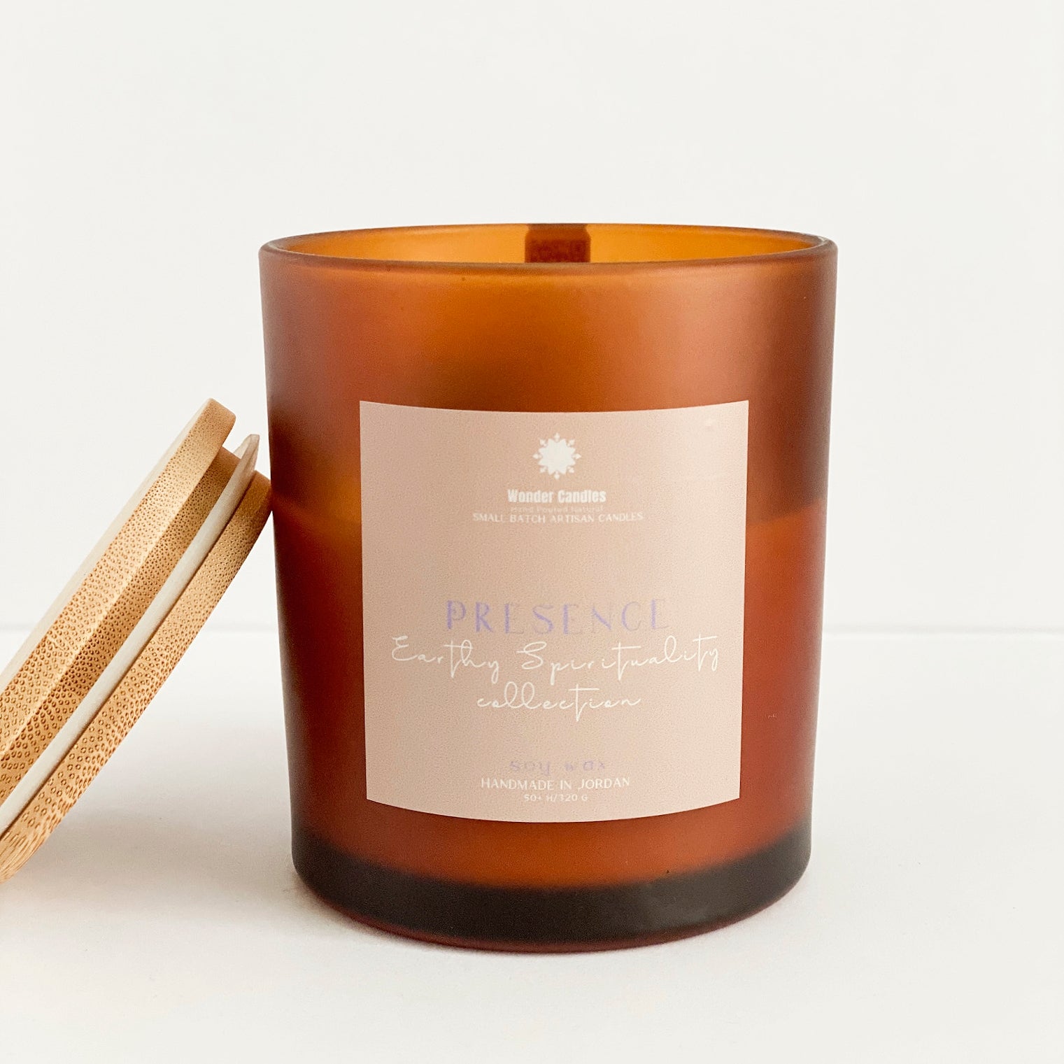 'Presence' Candle with Fluoride Crystal, Nag Champa, 370ml - Wonder Candles