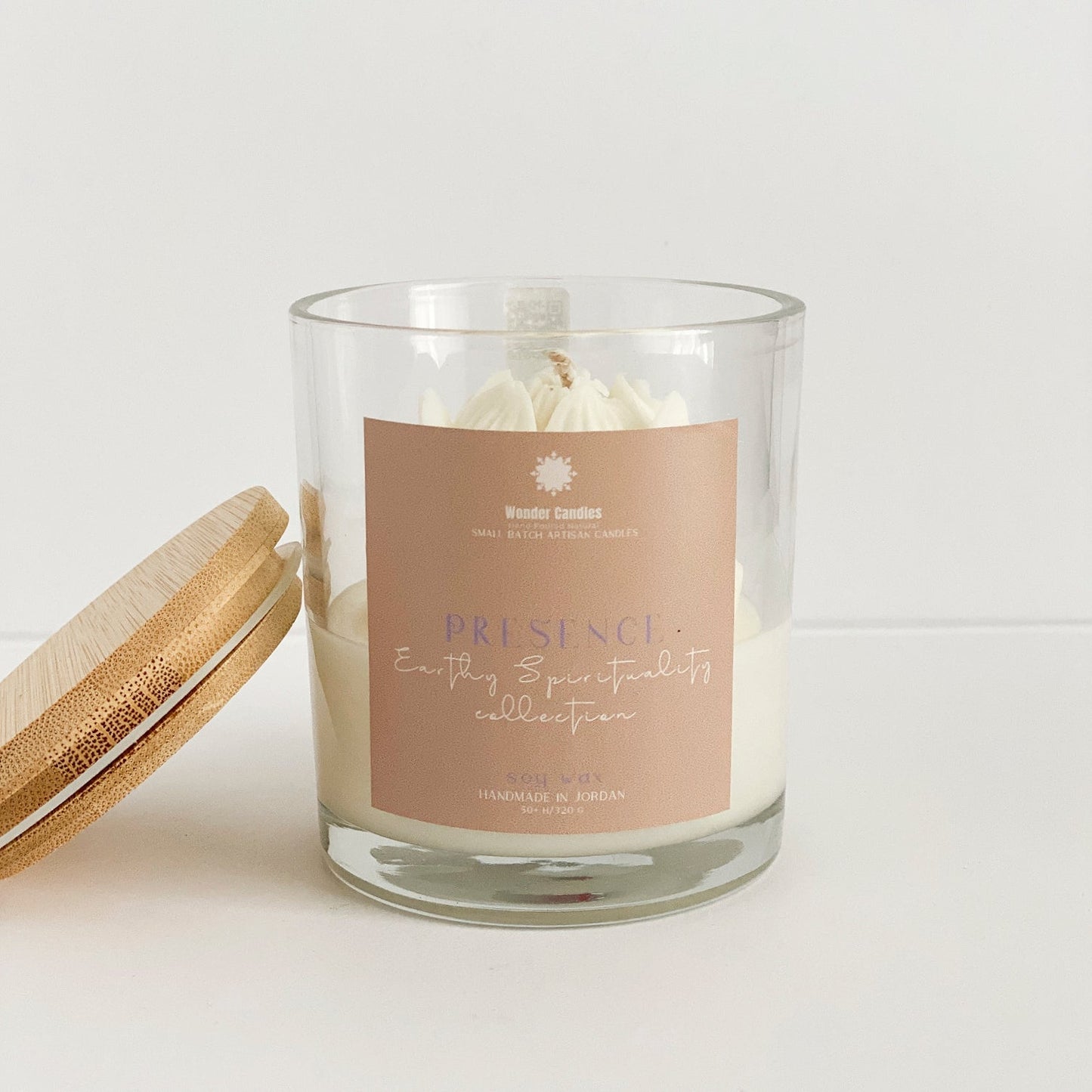 'Presence' Candle with Lotus Flower, Lavender, 300ml - Wonder Candles