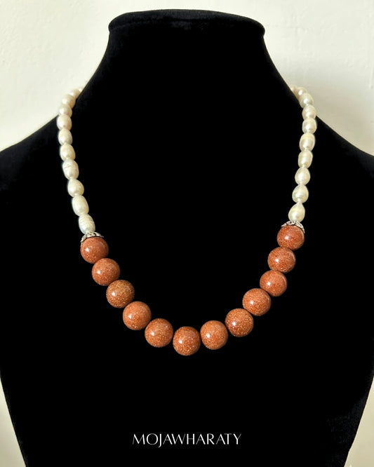 Sandstone and Fresh Water Pearl Necklace