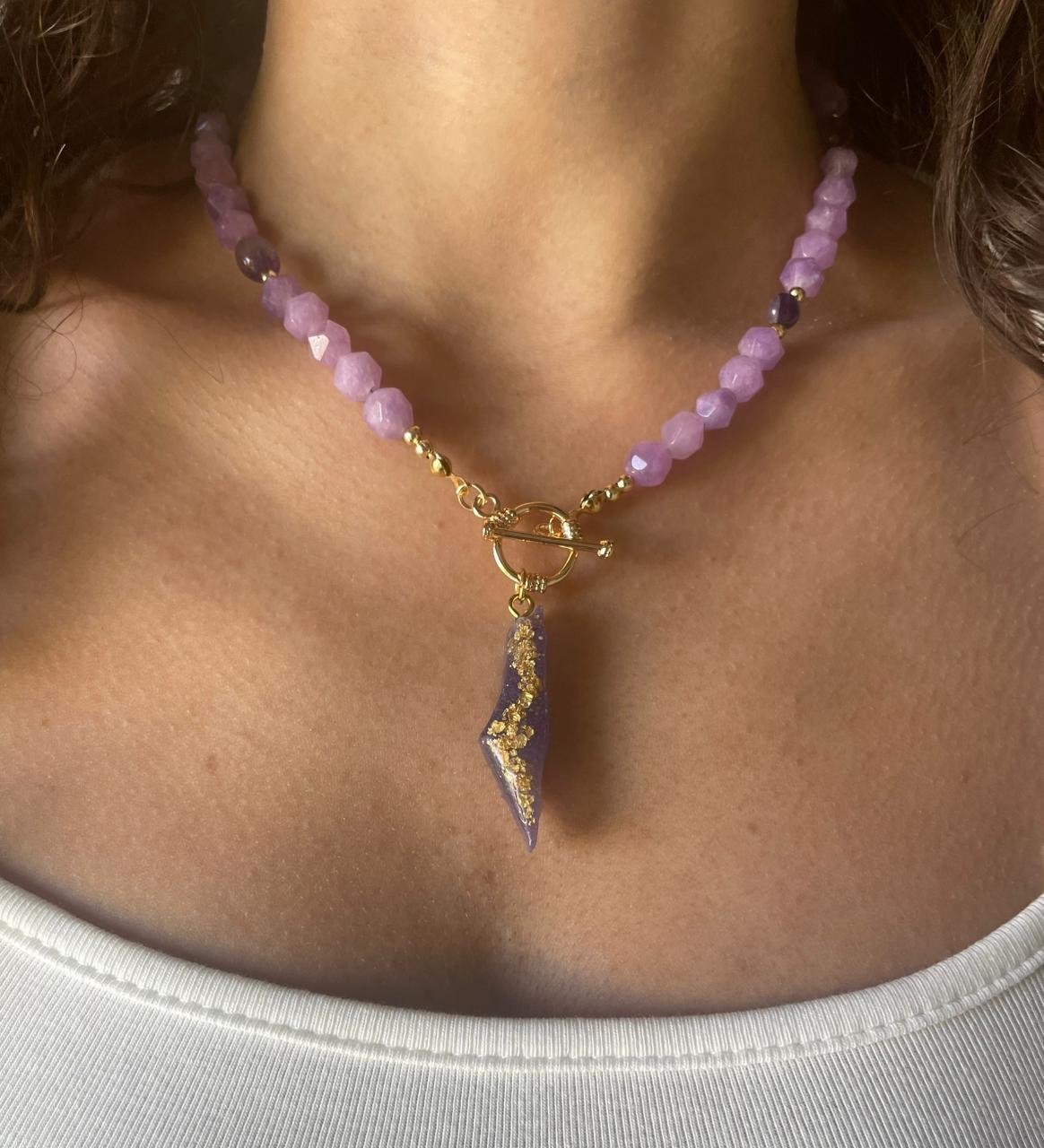 Necklace with Necklace with Amethyst Stone Purple - Virtual Bazaar Jordan