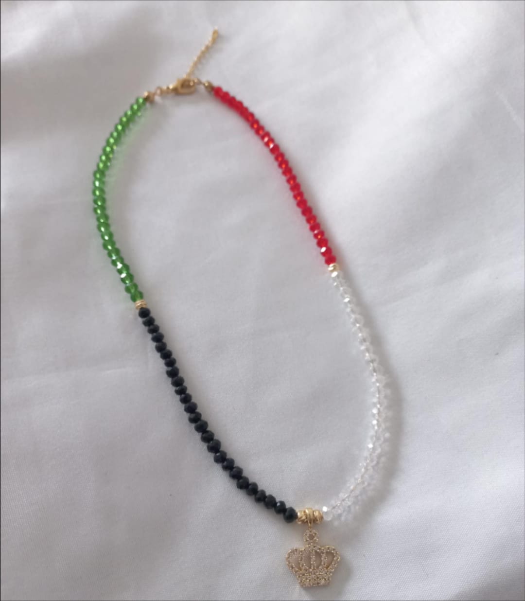 Jordan Colour Flag Crystal Necklace with Gold Plated Royal Crown