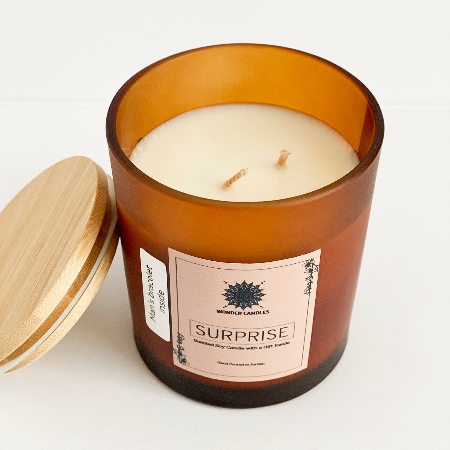 Surprise Candle with Hidden Men's Bracelet, Citrus & Sage, 470ml - Wonder Candles