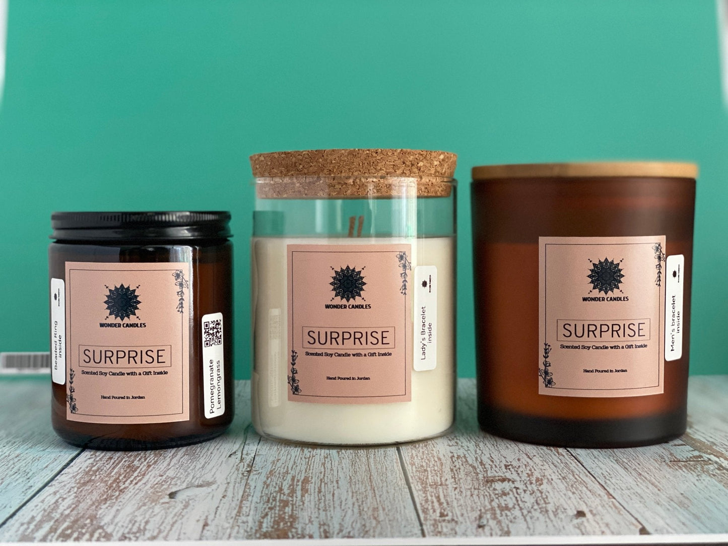 Surprise Candle with Hidden Men's Bracelet, Citrus & Sage, 470ml - Wonder Candles
