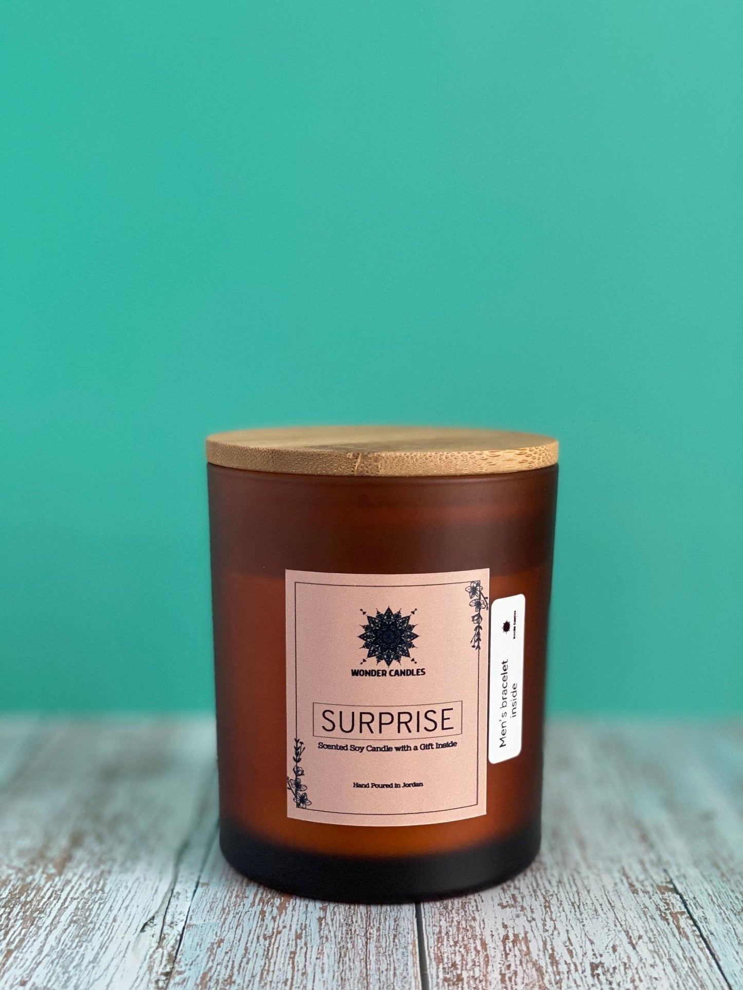 Surprise Candle with Hidden Men's Bracelet, Citrus & Sage, 470ml - Wonder Candles