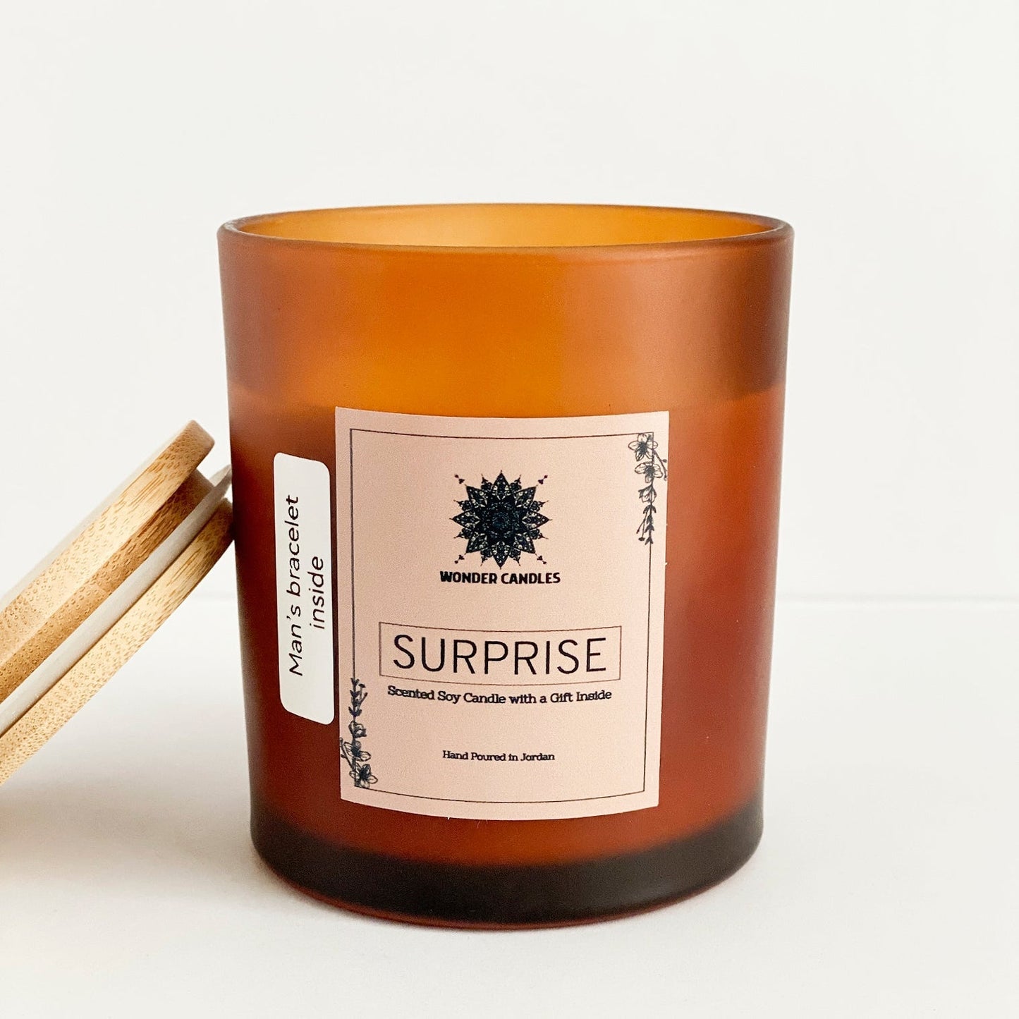 Surprise Candle with Hidden Men's Bracelet, Citrus & Sage, 470ml - Wonder Candles