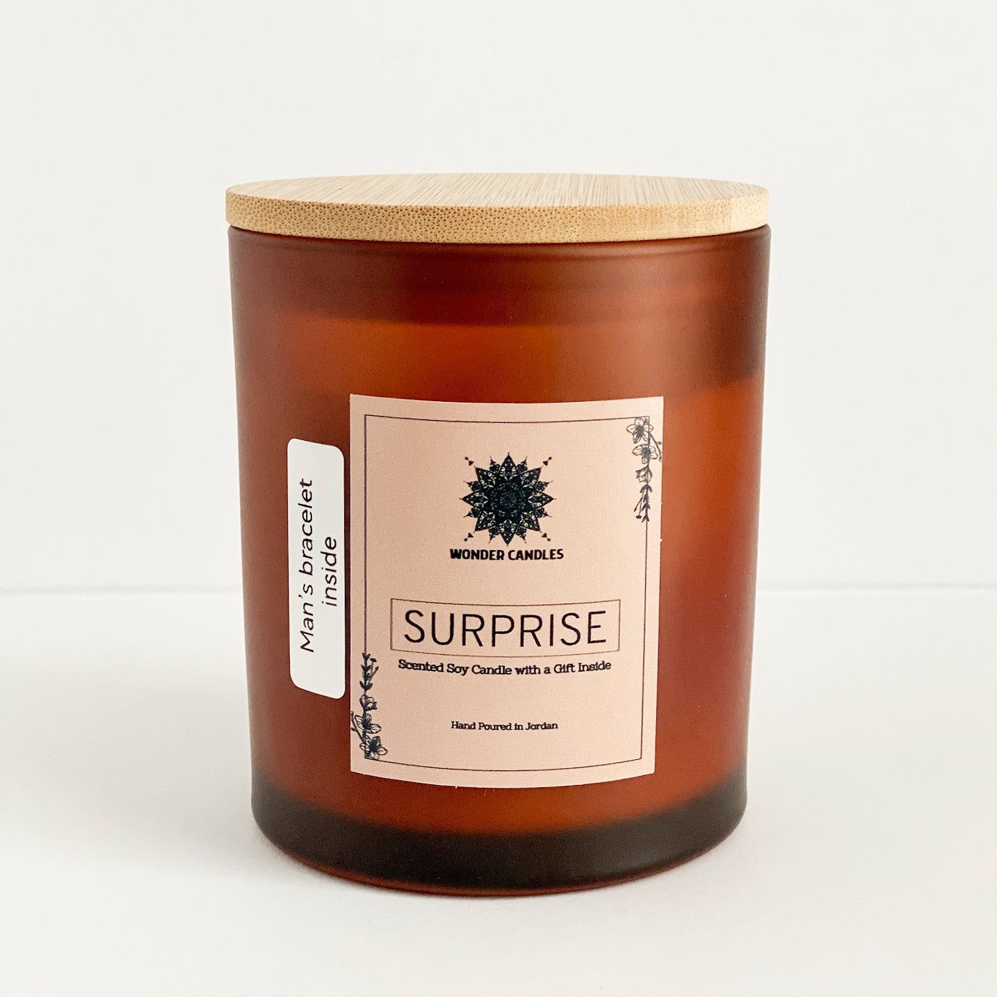 Surprise Candle with Hidden Men's Bracelet, Citrus & Sage, 470ml - Wonder Candles