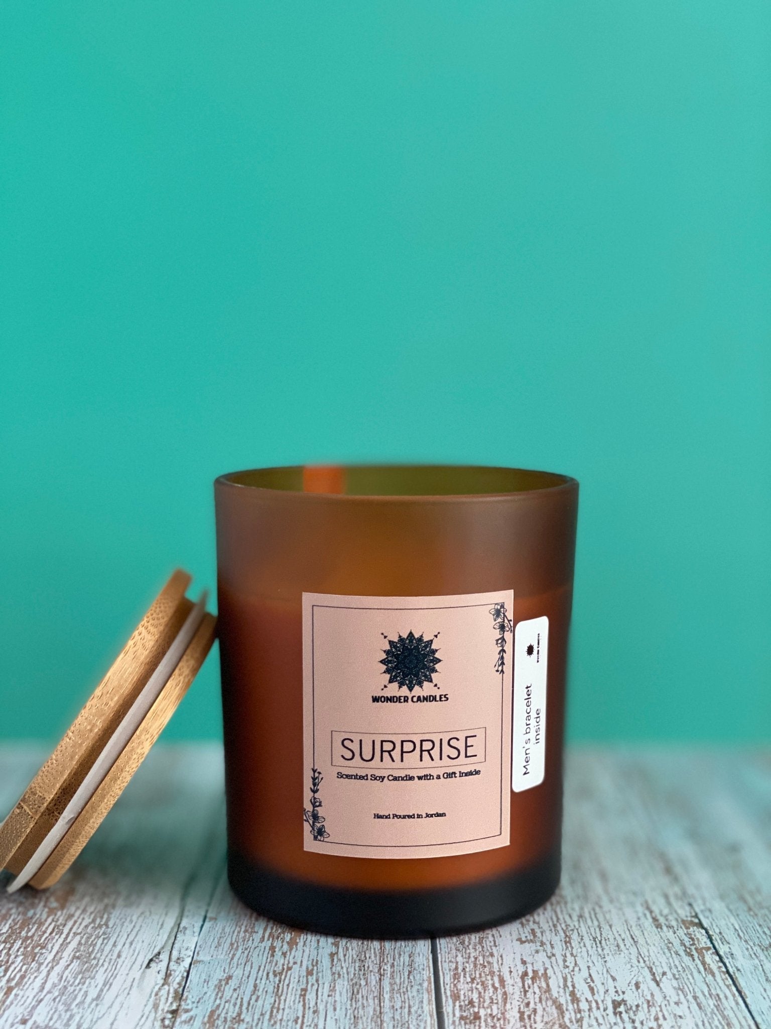 Surprise Candle with Hidden Men's Bracelet, Citrus & Sage, 470ml - Wonder Candles