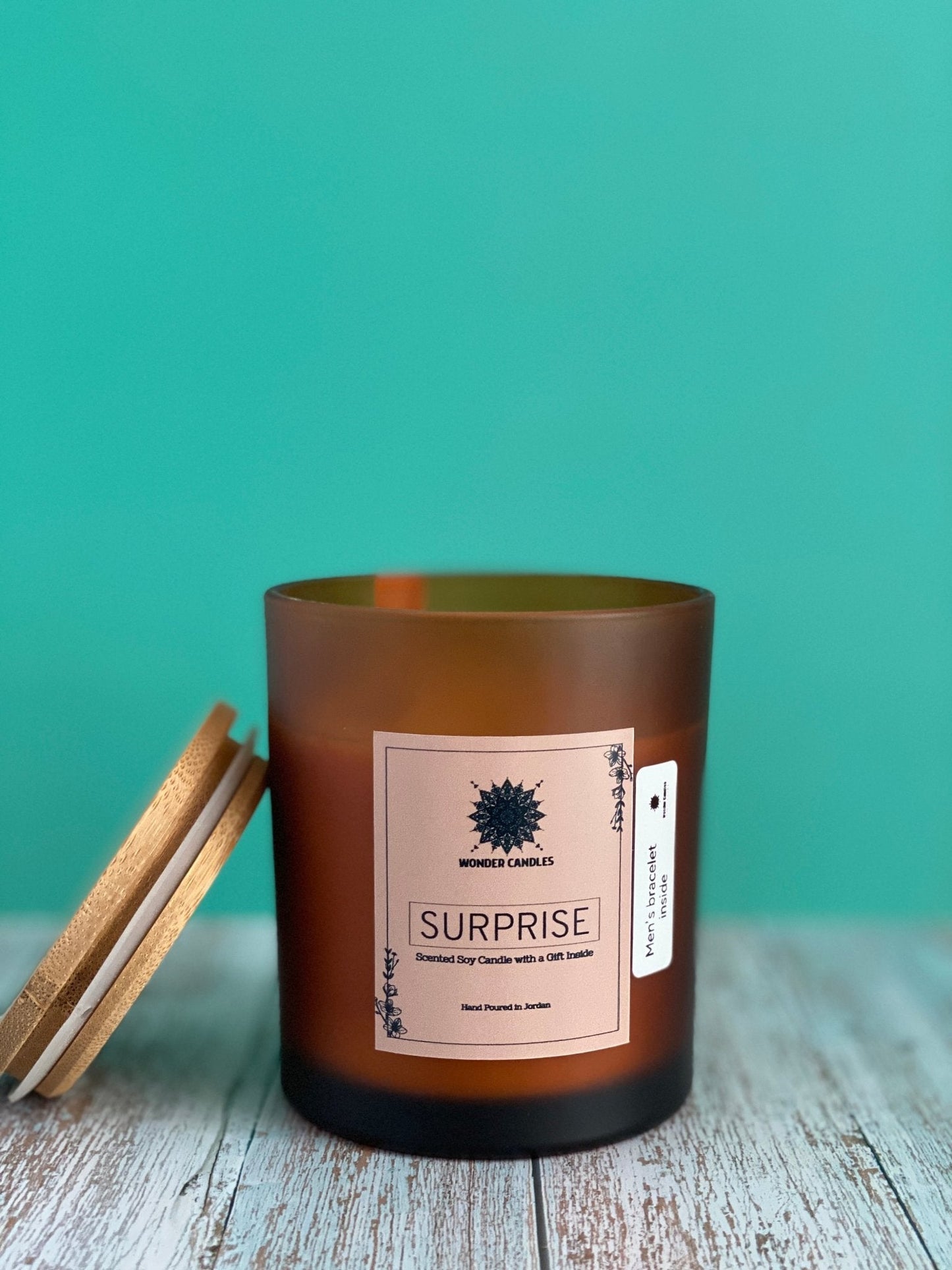 Surprise Candle with Hidden Men's Bracelet, Citrus & Sage, 470ml - Wonder Candles