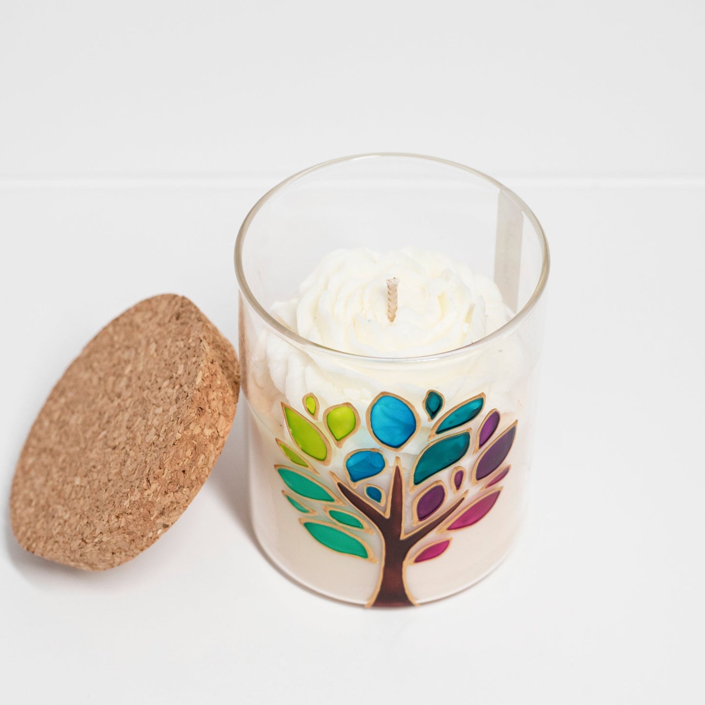 'Tree of Life' Hand painted Candle, Rose Water and Musk, 400ml - Wonder Candles