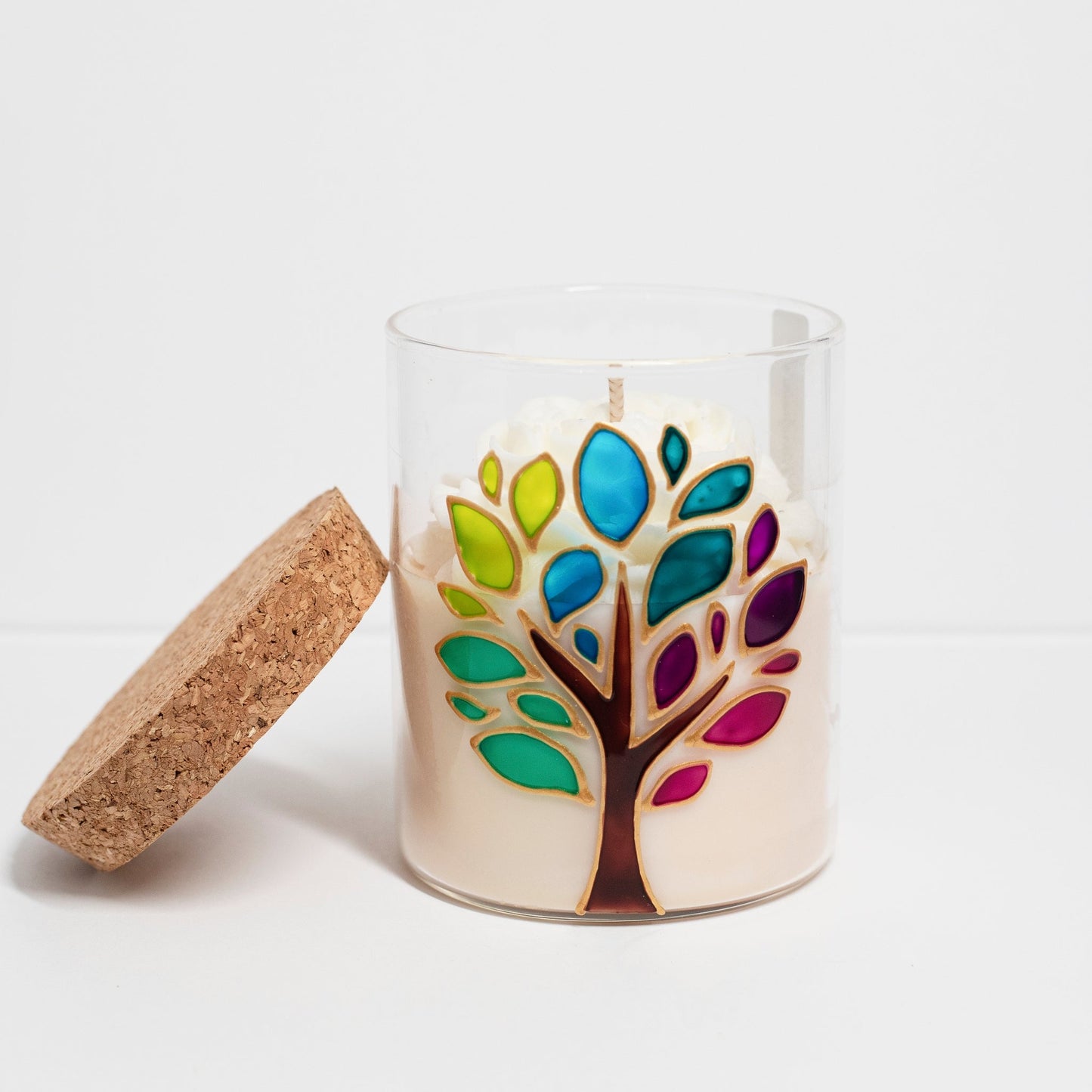 'Tree of Life' Hand painted Candle, Rose Water and Musk, 400ml - Wonder Candles