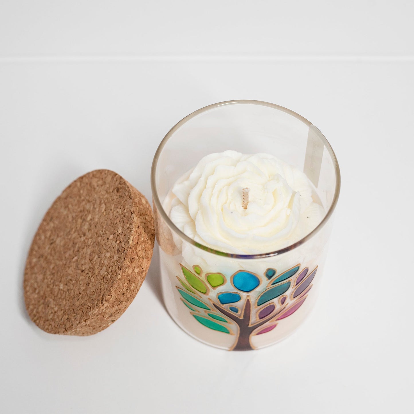 'Tree of Life' Hand painted Candle, Rose Water and Musk, 400ml - Wonder Candles