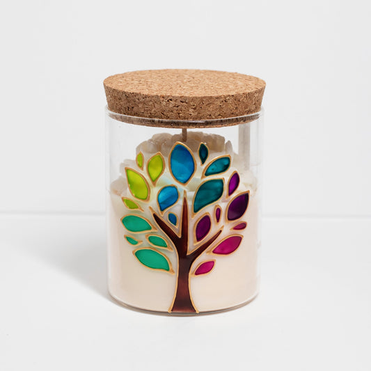 'Tree of Life' Hand painted Candle, Rose Water and Musk, 400ml - Wonder Candles